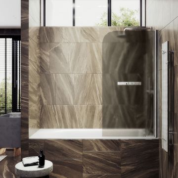 Шторка душевая Maybahglass (Майбахгласс) поворотная на монопетле 1400х600 мм, стекло 6 мм Бронза матовая +Полотенцедержатель MGV-778-5