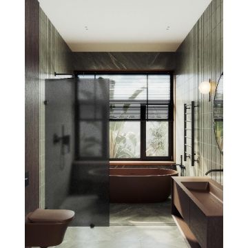 Душевая перегородка Maybahglass (Майбахгласс) коннектор стена-стекло 1950х890 мм, Стекло 8 мм Графит матовый MGD-272-6