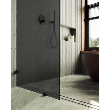 Душевая перегородка Maybahglass (Майбахгласс) коннектор стена-стекло 1950х890 мм, Стекло 8 мм Графит матовый MGD-272-6