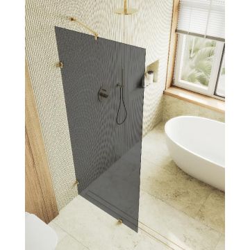 Душевая перегородка Maybahglass (Майбахгласс) коннектор стена-стекло 1950х890 мм, Стекло 8 мм Графит MGD-275-3