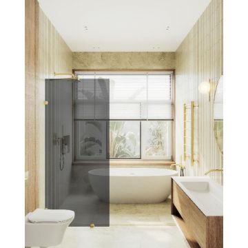 Душевая перегородка Maybahglass (Майбахгласс) коннектор стена-стекло 1950х890 мм, Стекло 8 мм Графит MGD-275-3