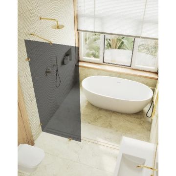 Душевая перегородка Maybahglass (Майбахгласс) коннектор стена-стекло 1950х890 мм, Стекло 8 мм Графит MGD-275-3