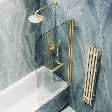 Шторка душевая Maybahglass (Майбахгласс) поворотная на монопетле 1400х700 мм, стекло 6 мм Бесцветное +Полотенцедержатель MGV-782-3