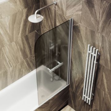 Шторка душевая Maybahglass (Майбахгласс) поворотная на монопетле 1400х700 мм, стекло 6 мм Бронза матовая +Полотенцедержатель MGV-784-5