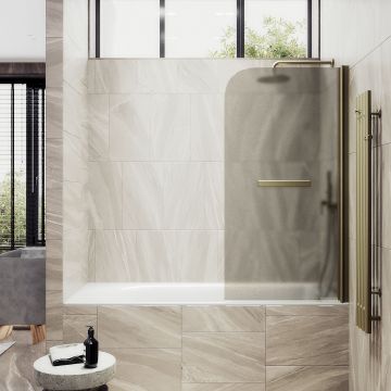 Шторка душевая Maybahglass (Майбахгласс) поворотная на монопетле 1400х800 мм, стекло 6 мм Бронза матовая +Полотенцедержатель MGV-790-2