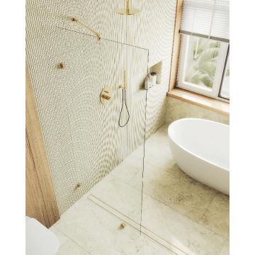 Душевая перегородка Maybahglass (Майбахгласс) коннектор стена-стекло 1950х990 мм, Стекло 8 мм Бесцветное MGD-261-3