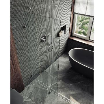 Душевая перегородка Maybahglass (Майбахгласс) коннектор стена-стекло 1950х990 мм, Стекло 8 мм Бесцветное MGD-261-4