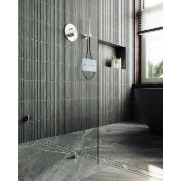 Душевая перегородка Maybahglass (Майбахгласс) коннектор стена-стекло 1950х990 мм, Стекло 8 мм Бесцветное MGD-261-4