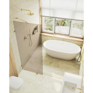 Душевая перегородка Maybahglass (Майбахгласс) коннектор стена-стекло 1950х990 мм, Стекло 8 мм Бронза MGD-264-3