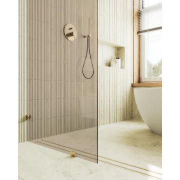 Душевая перегородка Maybahglass (Майбахгласс) коннектор стена-стекло 1950х990 мм, Стекло 8 мм Бронза MGD-264-3