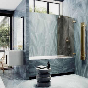 Шторка душевая Maybahglass (Майбахгласс) поворотная на петлях 1400х405 мм, стекло 6 мм Бронза матовая MGV-647-3