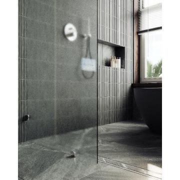 Душевая перегородка Maybahglass (Майбахгласс) коннектор стена-стекло 1950х990 мм, Стекло 8 мм Сатин MGD-270-4