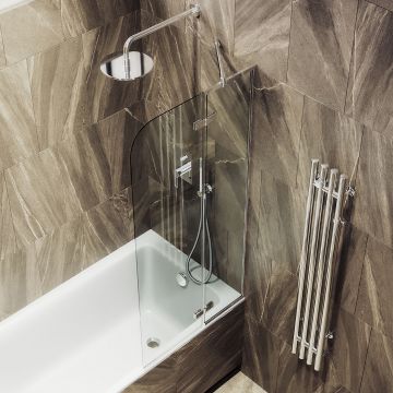 Шторка душевая Maybahglass (Майбахгласс) поворотная с добором 1400х690 мм, стекло 6 мм Бесцветное MGV-656-4