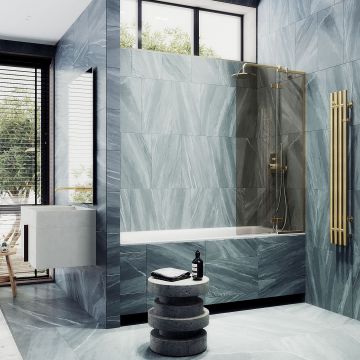 Шторка душевая Maybahglass (Майбахгласс) поворотная с добором 1400х690 мм, стекло 6 мм Бронза MGV-657-3