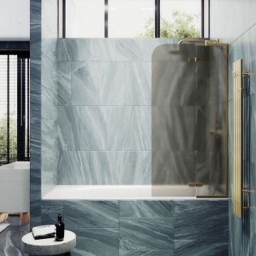 Шторка душевая Maybahglass (Майбахгласс) поворотная с добором 1400х690 мм, стекло 6 мм Бронза матовая MGV-658-3