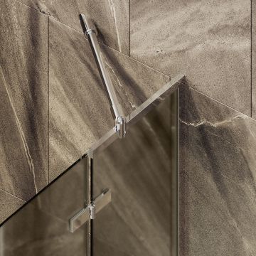 Шторка душевая Maybahglass (Майбахгласс) поворотная с добором 1400х690 мм, стекло 6 мм Бронза матовая MGV-658-4