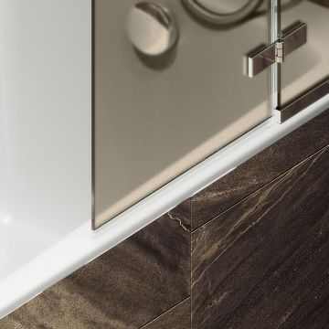 Шторка душевая Maybahglass (Майбахгласс) поворотная с добором 1400х690 мм, стекло 6 мм Бронза матовая MGV-658-4