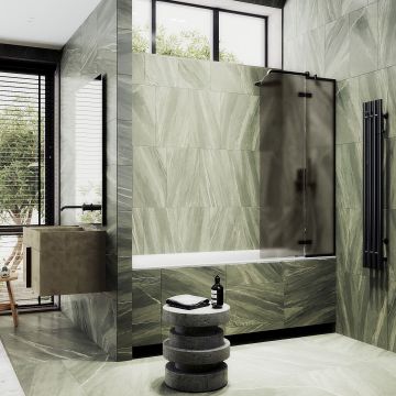 Шторка душевая Maybahglass (Майбахгласс) поворотная с добором 1400х690 мм, стекло 6 мм Бронза матовая MGV-658-6