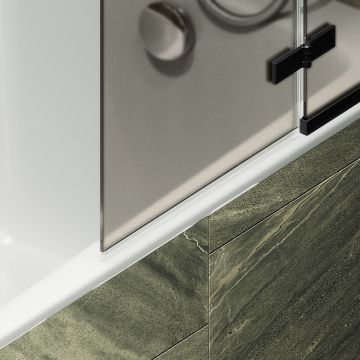 Шторка душевая Maybahglass (Майбахгласс) поворотная с добором 1400х690 мм, стекло 6 мм Бронза матовая MGV-658-6