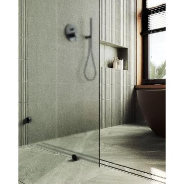 Душевая перегородка Maybahglass (Майбахгласс) коннектор стена-стекло 1950х990 мм, Стекло 8 мм Сатин MGD-270-6