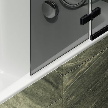 Шторка душевая Maybahglass (Майбахгласс) поворотная с добором 1400х690 мм, стекло 6 мм Графит MGV-659-6