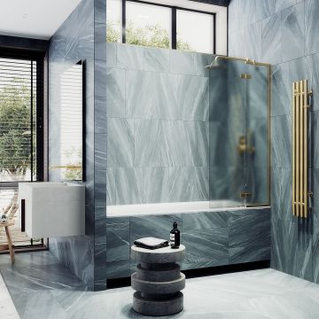 Шторка душевая Maybahglass (Майбахгласс) поворотная с добором 1400х690 мм, стекло 6 мм Сатин MGV-661-3