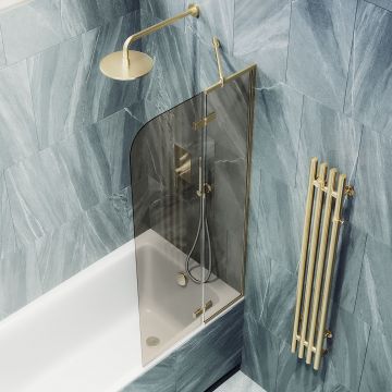 Шторка душевая Maybahglass (Майбахгласс) поворотная с добором 1400х990 мм, стекло 6 мм Бронза MGV-916-3