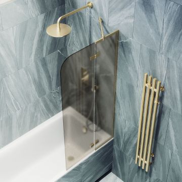 Шторка душевая Maybahglass (Майбахгласс) поворотная с добором 1400х990 мм, стекло 6 мм Бронза матовая MGV-917-3