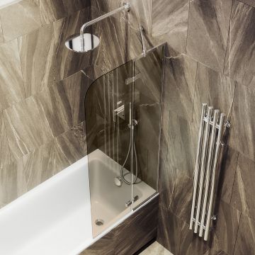 Шторка душевая Maybahglass (Майбахгласс) поворотная с добором 1400х990 мм, стекло 6 мм Бронза матовая MGV-917-4