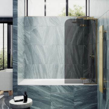 Шторка душевая Maybahglass (Майбахгласс) поворотная с добором 1400х990 мм, стекло 6 мм Графит MGV-918-3