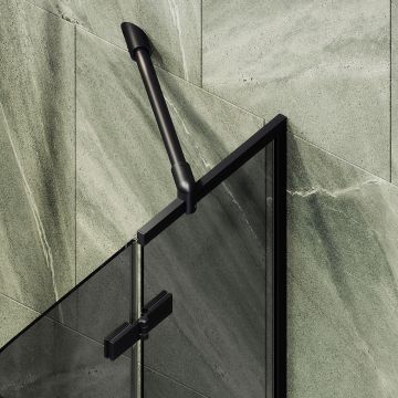 Шторка душевая Maybahglass (Майбахгласс) поворотная с добором 1400х990 мм, стекло 6 мм Графит MGV-918-6