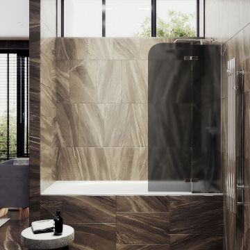 Шторка душевая Maybahglass (Майбахгласс) поворотная с добором 1400х990 мм, стекло 6 мм Графит матовый MGV-919-4