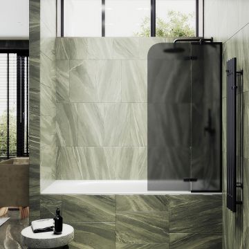 Шторка душевая Maybahglass (Майбахгласс) поворотная с добором 1400х990 мм, стекло 6 мм Графит матовый MGV-919-6