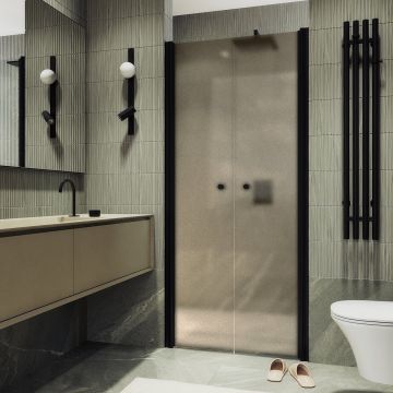 Душевая дверь двустворчатая на монопетлях Maybahglass (Майбахгласс) 1980х1200 мм, стекло 6 мм Бронза матовая MGD-428-6