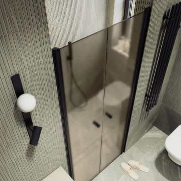 Душевая дверь двустворчатая на монопетлях Maybahglass (Майбахгласс) 1980х1200 мм, стекло 6 мм Бронза матовая MGD-428-6