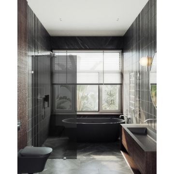 Душевая перегородка Maybahglass (Майбахгласс) коннектор стена-стекло 1950х990 мм, Стекло 8 мм Графит MGD-276-4