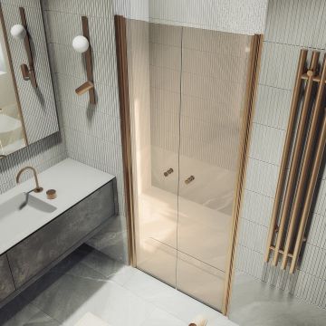 Душевая дверь двустворчатая на монопетлях Maybahglass (Майбахгласс) 1980х800 мм, стекло 6 мм Бронза MGD-434-2