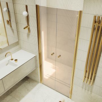 Душевая дверь двустворчатая на монопетлях Maybahglass (Майбахгласс) 1980х800 мм, стекло 6 мм Бронза MGD-434-3