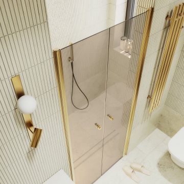 Душевая дверь двустворчатая на монопетлях Maybahglass (Майбахгласс) 1980х800 мм, стекло 6 мм Бронза MGD-434-3