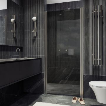 Душевая дверь двустворчатая на монопетлях Maybahglass (Майбахгласс) 1980х800 мм, стекло 6 мм Графит MGD-431-5