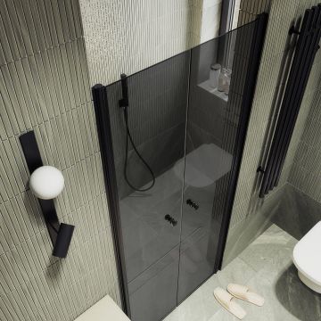 Душевая дверь двустворчатая на монопетлях Maybahglass (Майбахгласс) 1980х800 мм, стекло 6 мм Графит MGD-431-6