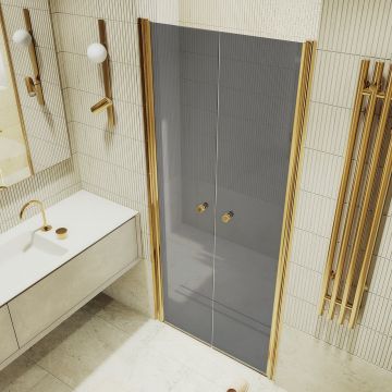 Душевая дверь двустворчатая на монопетлях Maybahglass (Майбахгласс) 1980х800 мм, стекло 6 мм Графит MGD-431-3