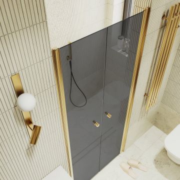 Душевая дверь двустворчатая на монопетлях Maybahglass (Майбахгласс) 1980х800 мм, стекло 6 мм Графит MGD-431-3