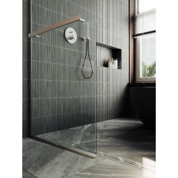 Душевая перегородка Maybahglass (Майбахгласс) в узком профиле 1950х890 мм, Стекло 8 мм Бесцветное +Полотенцедержатель MGD-732-5у