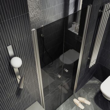 Душевая дверь двустворчатая на монопетлях Maybahglass (Майбахгласс) 1980х890 мм, стекло 6 мм Графит MGD-439-5