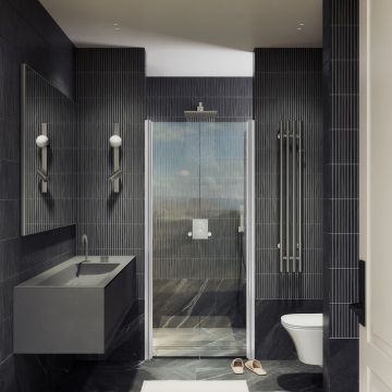 Душевая дверь двустворчатая на монопетлях Maybahglass (Майбахгласс) 1980х990 мм, стекло 6 мм Бесцветное MGD-424-5