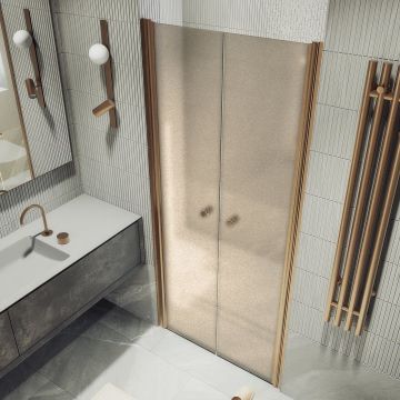 Душевая дверь двустворчатая на монопетлях Maybahglass (Майбахгласс) 1980х990 мм, стекло 6 мм Бронза матовая MGD-442-2