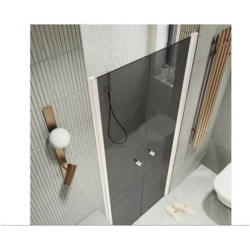 Душевая дверь двустворчатая на монопетлях Maybahglass (Майбахгласс) 1980х990 мм, стекло 6 мм Графит MGD-443-1