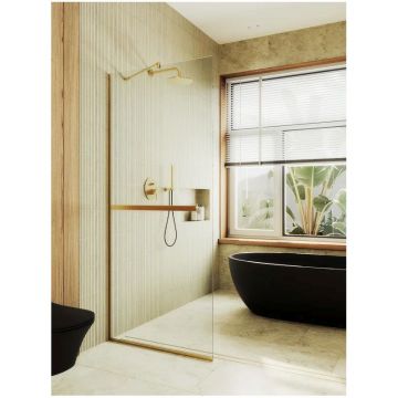 Душевая перегородка в профиле Maybahglass (Майбахгласс) 1950х1090 мм, стекло 8 мм Бесцветное, полотенцедержатель MGD-708-2у