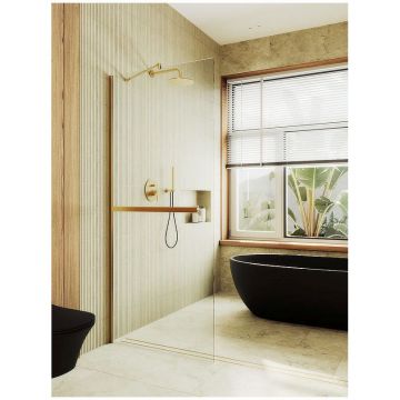 Душевая перегородка в профиле Maybahglass (Майбахгласс) 1950х1090 мм, стекло 8 мм Бесцветное, полотенцедержатель MGD-708-2ш